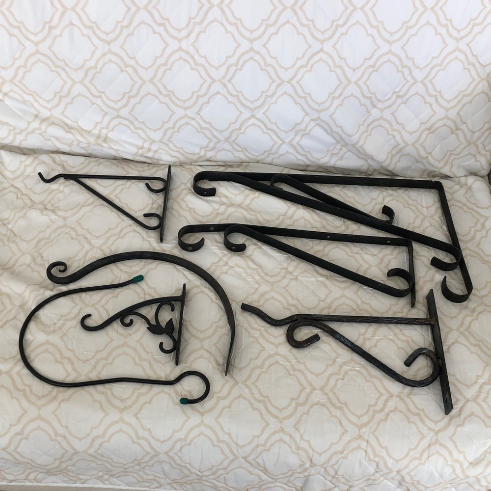 Black Iron Garden Wall Hooks Bundle Lot of 7 Various Sizes Please Read Post